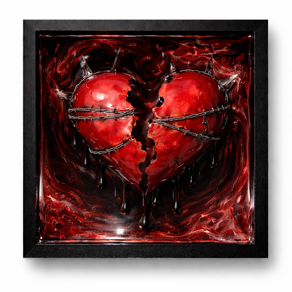 Broken Heart 3d Painting Red/Black