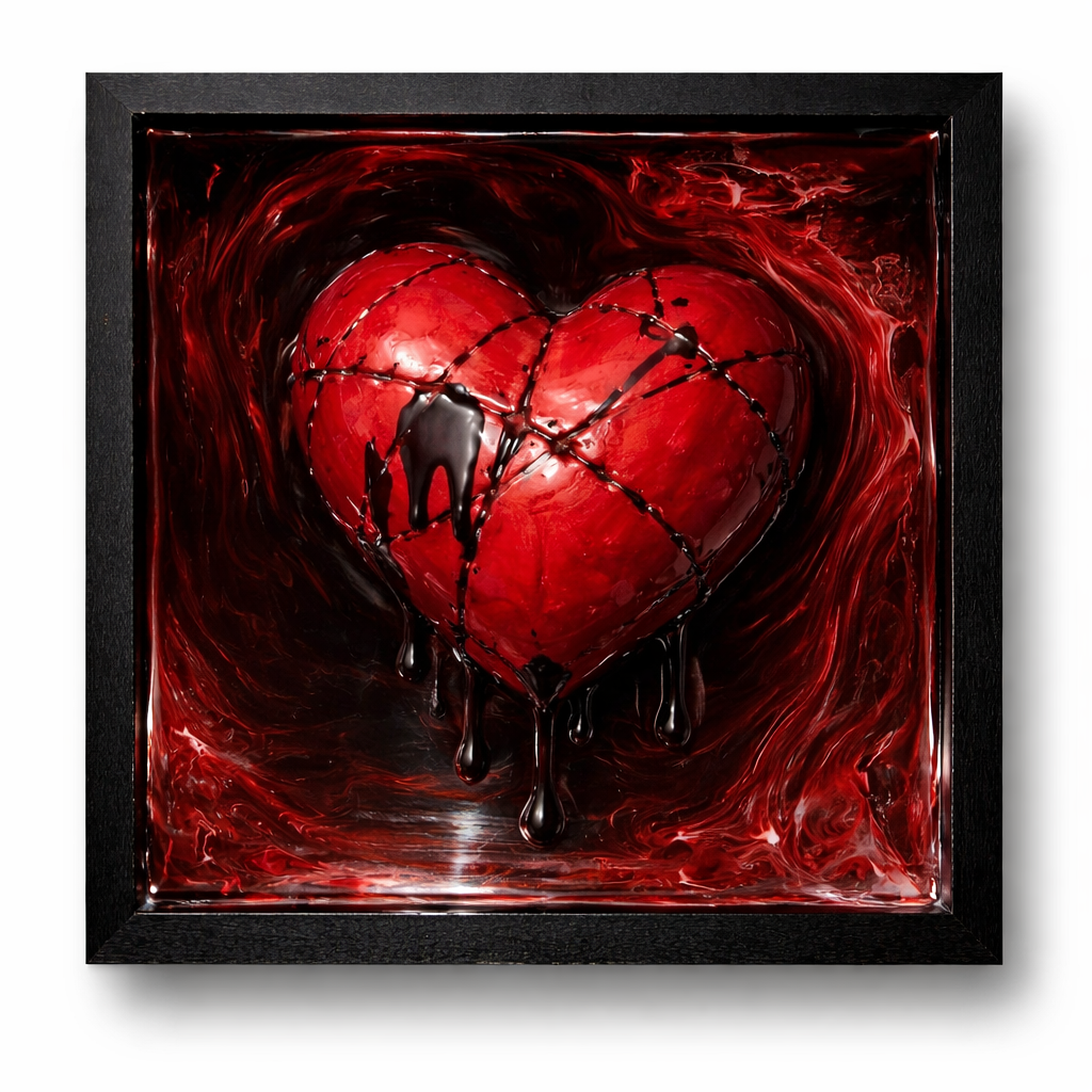 Heart 3d Painting Red/Black