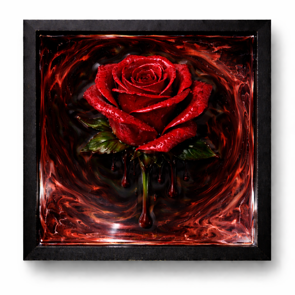 Rose 3d Painting Red/Black