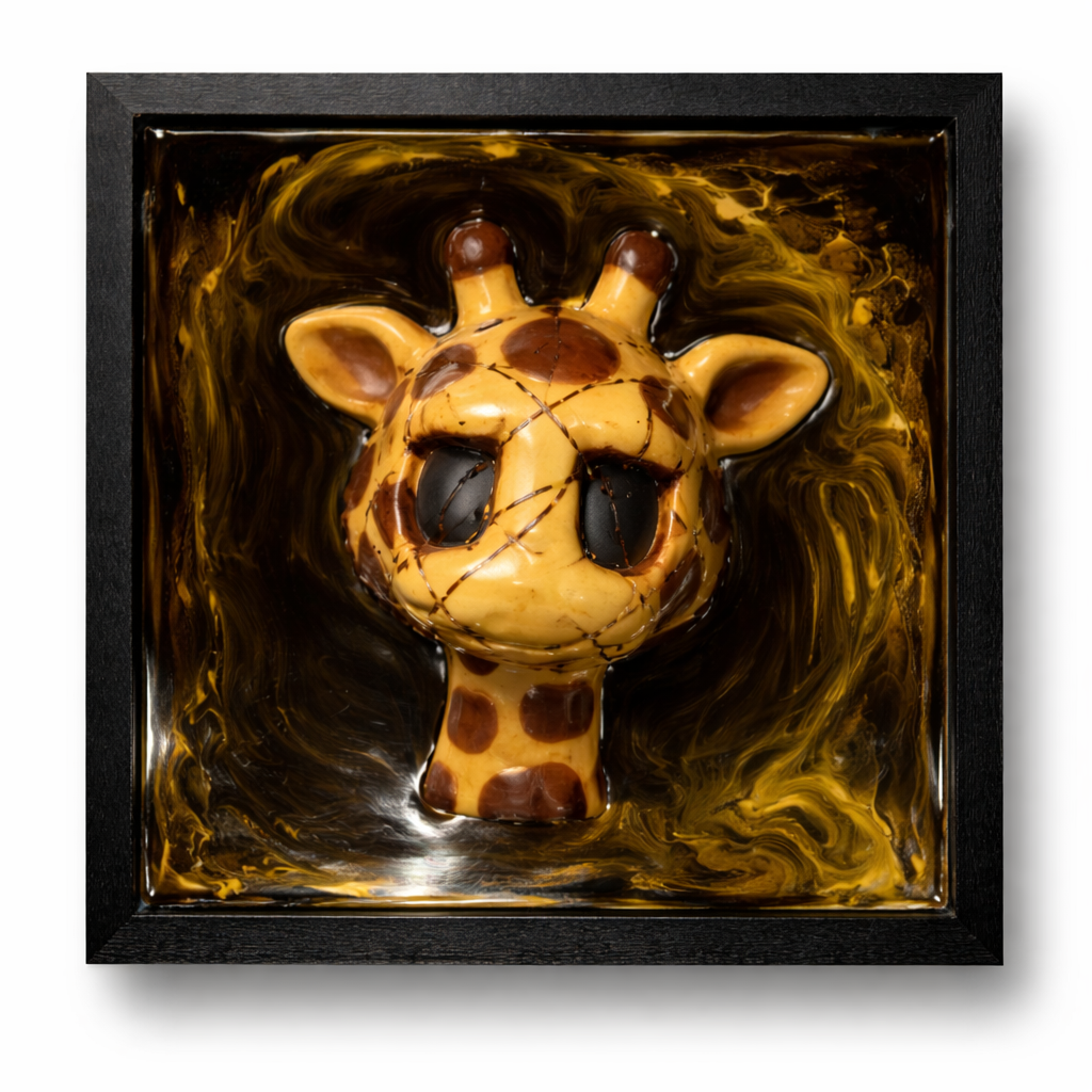 Giraffe 3d Painting Yellow/Black
